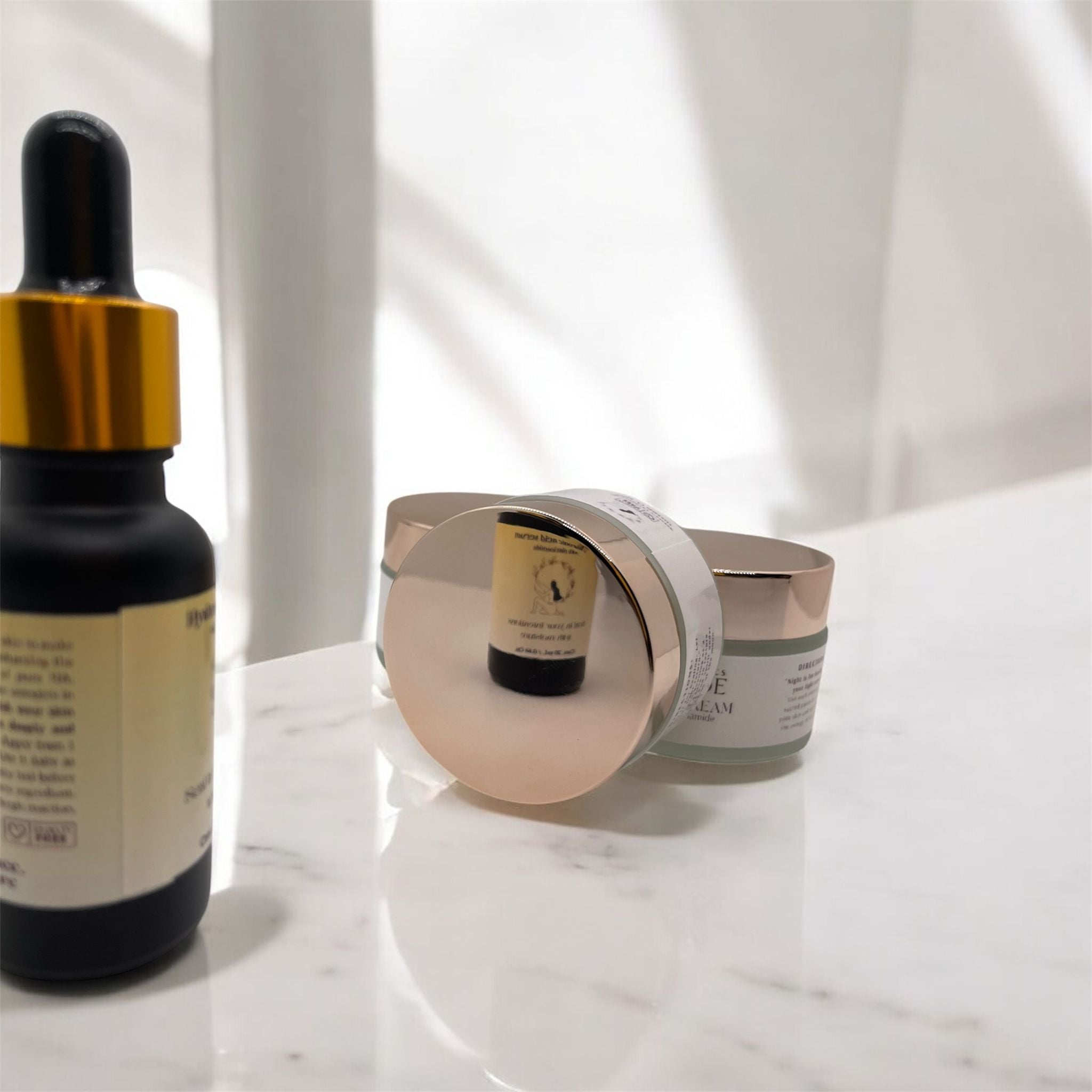 Frequency-Infused Skincare Duo. Combo Anti-aging Hyaluronic acid + Anti-spot Cream